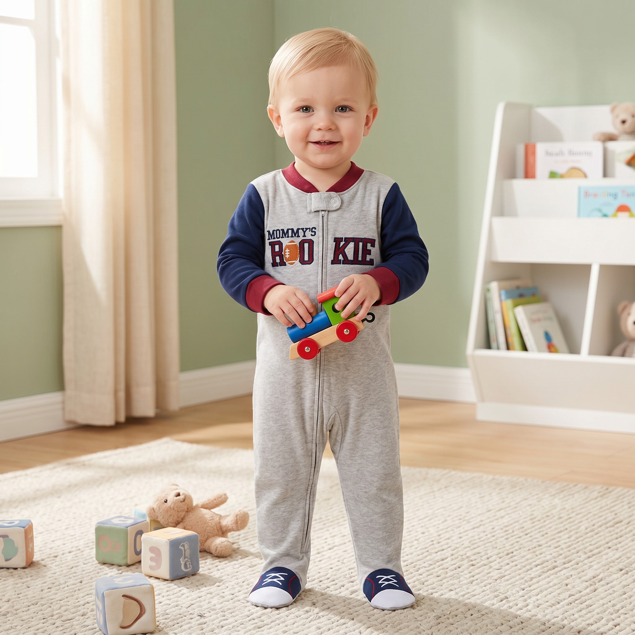 Romper Onesie Baby - Grey Soft Cotton Baby Footed Romper