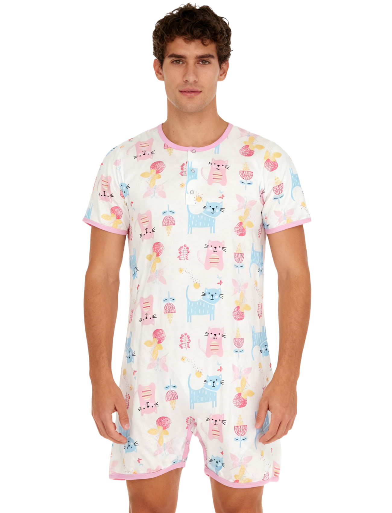 Pink Cat Bodysuit with Short L - огляд і ціна Romper Onesie Baby