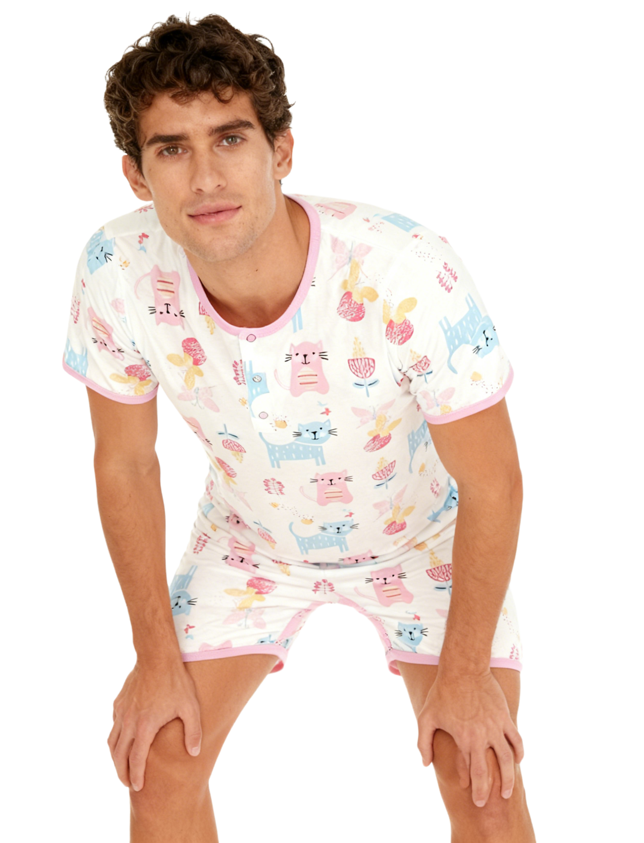 Pink Cat Bodysuit with Short L - огляд і ціна Romper Onesie Baby